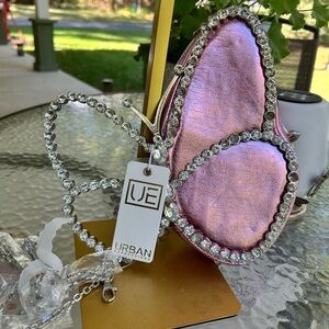 NWT-Urban Expressions Pink Rhinestone Butterfly Mini Bag